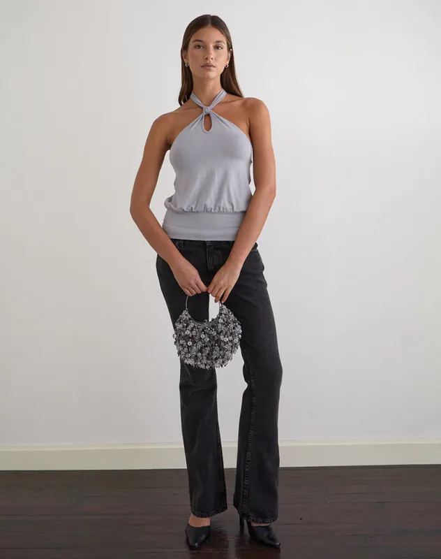 Giunea Knot Halter Top in Lilac Grey sold by Motel Rocks