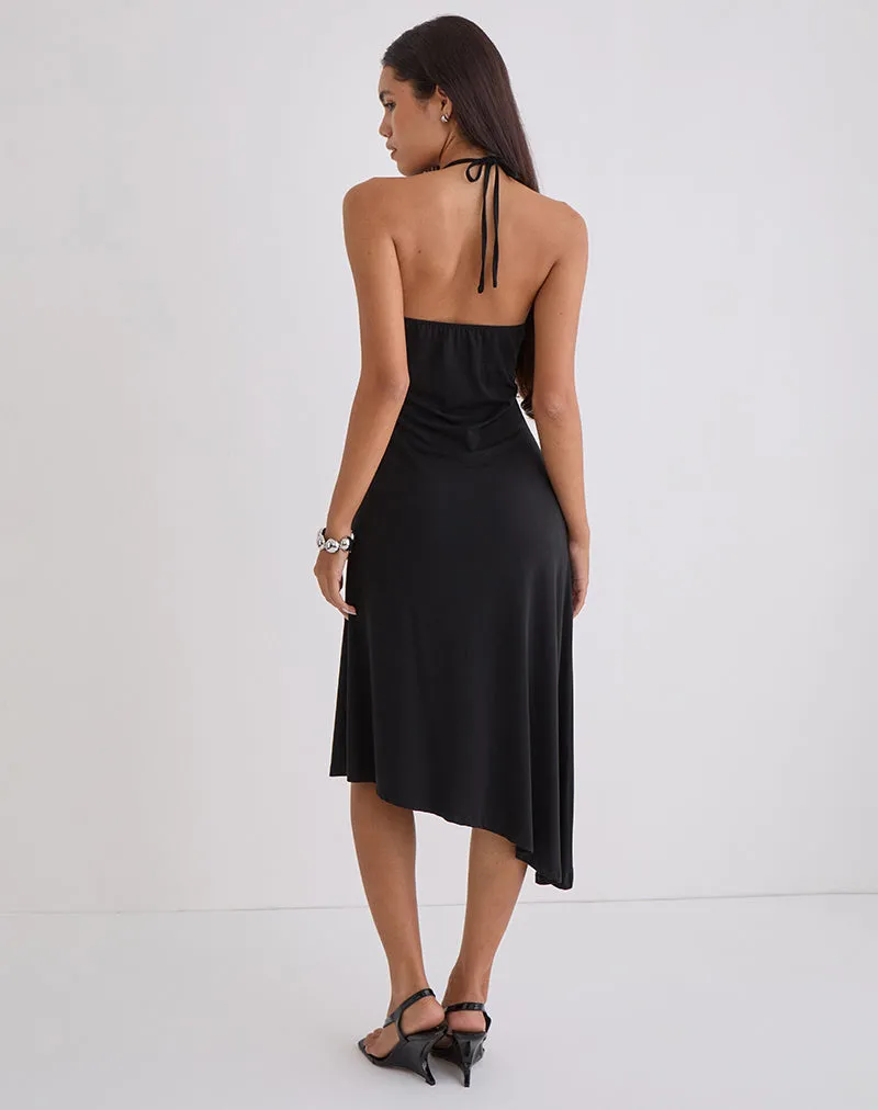 Zavine Midi Dress in Cupro Diamante Flower Black sold by Motel Rocks product image thumbnail 4