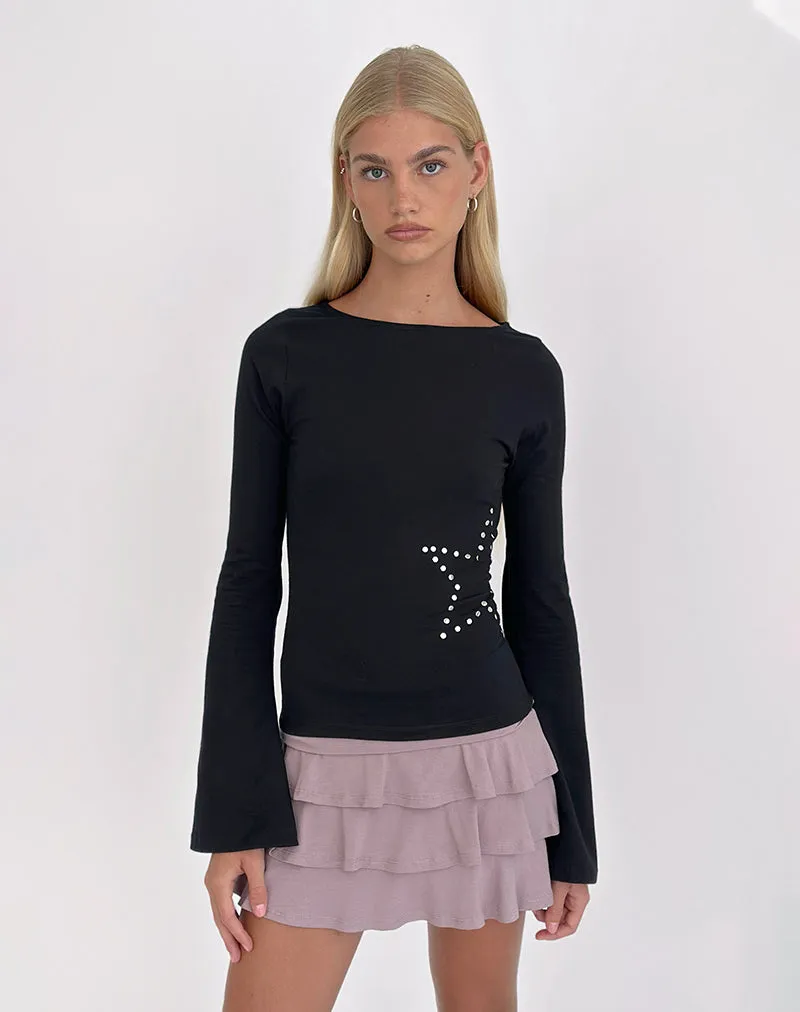 Malakai Long Sleeve Top in Star Stud Black sold by Motel Rocks product image thumbnail 4