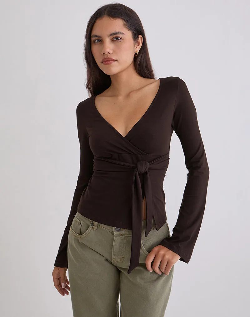 Lamae Wrap Top in Bitter Chocolate sold by Motel Rocks product image thumbnail 4