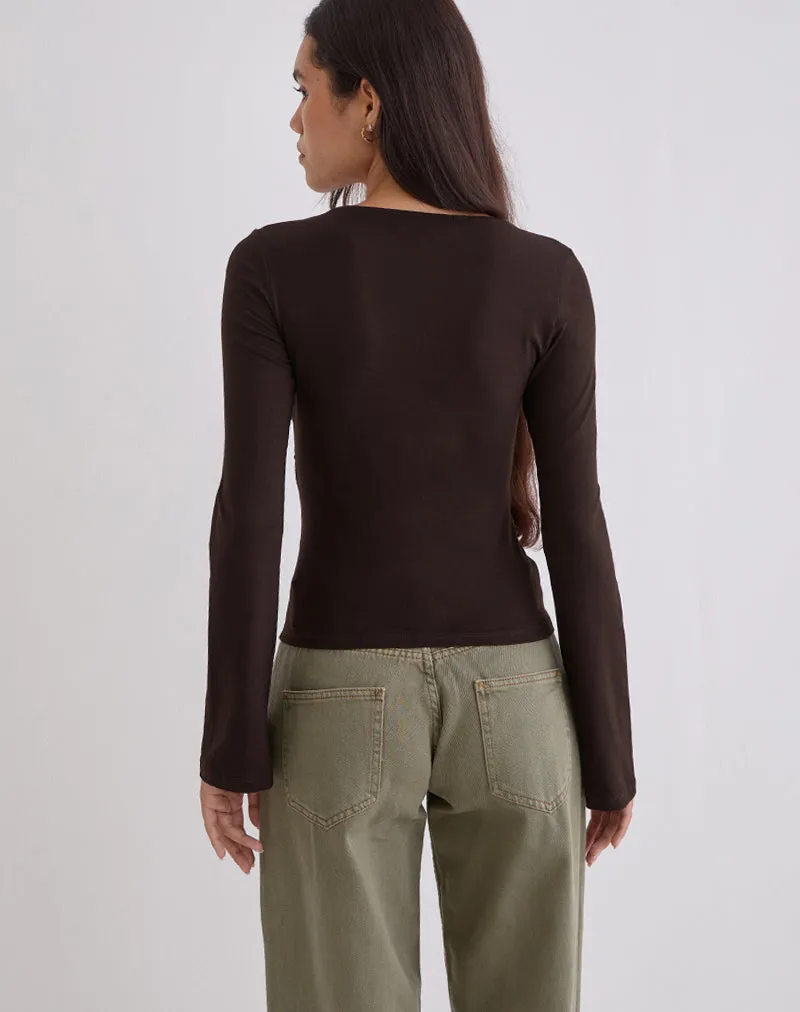 Lamae Wrap Top in Bitter Chocolate sold by Motel Rocks product image thumbnail 5