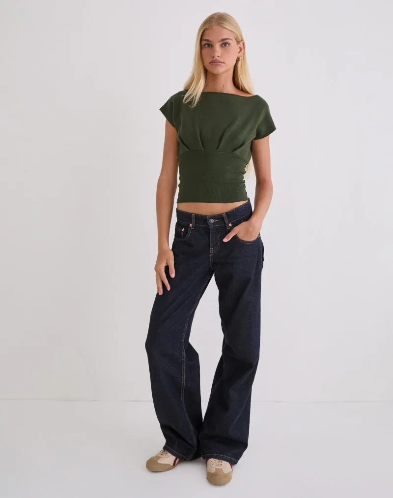 Elin Top in Knit Khaki with Pearl Buttons sold by Motel Rocks product image thumbnail 3