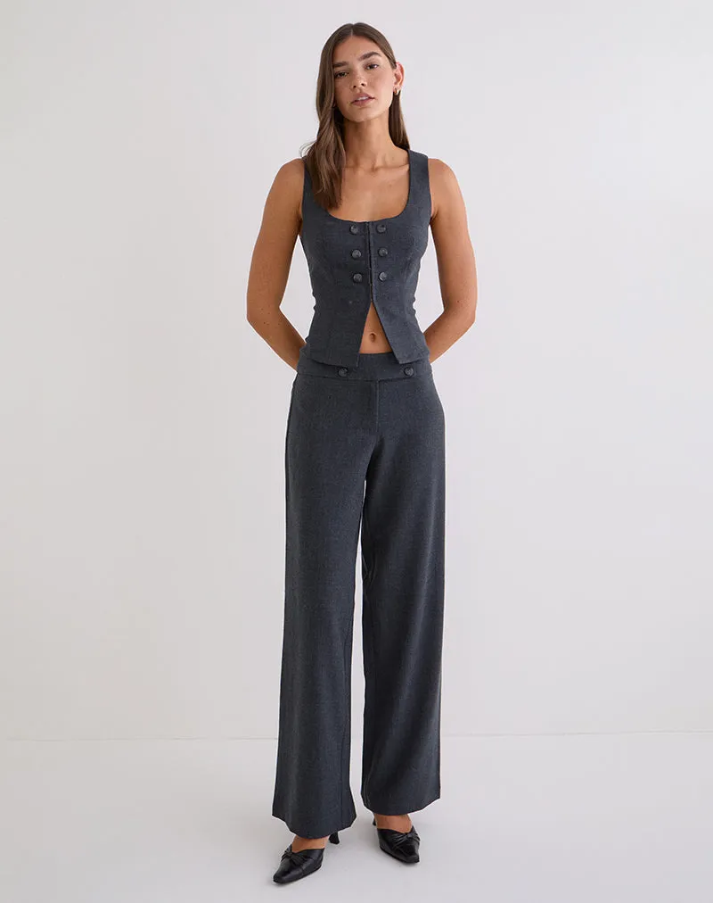 Arisyo Wide Leg Trouser in Tailoring Grey Blue sold by Motel Rocks product image thumbnail 3