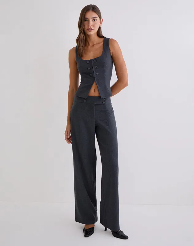 Arisyo Wide Leg Trouser in Tailoring Grey Blue made by Motel Rocks