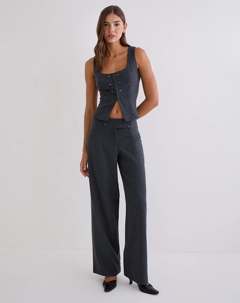 Arisyo Wide Leg Trouser in Tailoring Grey Blue sold by Motel Rocks