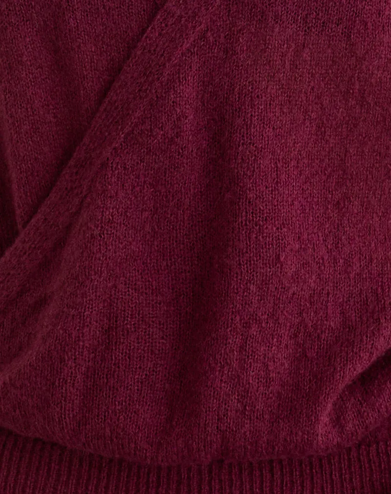 Saroya Plunge Wrap Top in Knit Wine sold by Motel Rocks product image thumbnail 5