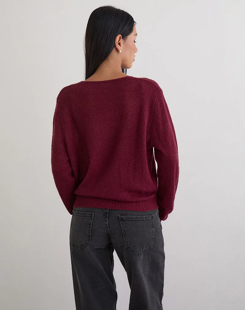 Saroya Plunge Wrap Top in Knit Wine sold by Motel Rocks product image thumbnail 4