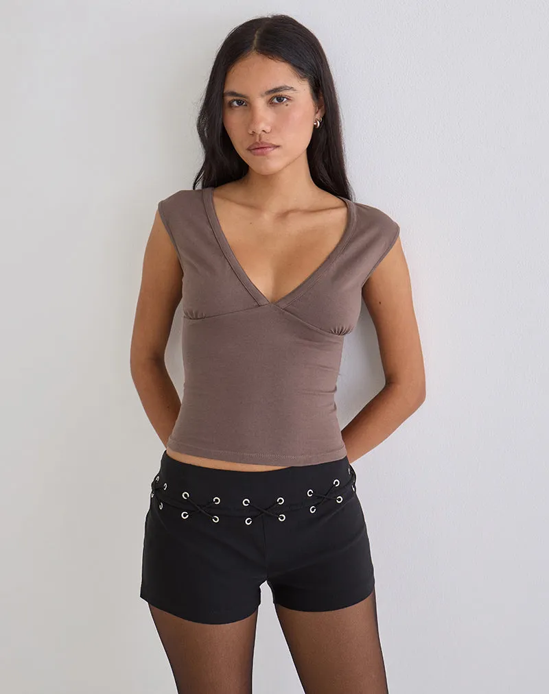 Emberly Plunge Top in Coffee Quartz sold by Motel Rocks
