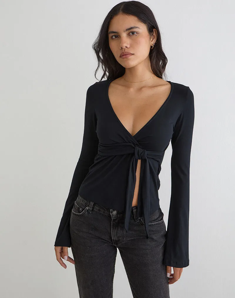 Lamae Wrap Top in Black sold by Motel Rocks product image thumbnail 2