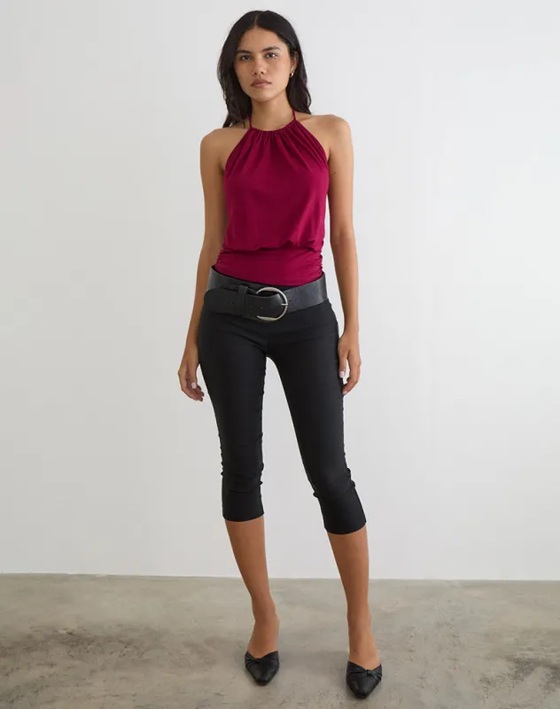 Diraka High Neck Top in Rayon Jersey Burgundy made by Motel Rocks