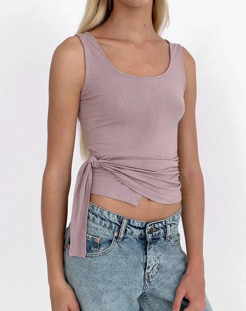 Tanzy Tie Top in Jersey Dusty Mauve sold by Motel Rocks product image thumbnail 2