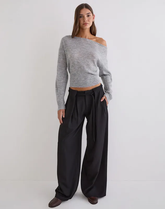 Rivela Tie Waist Trouser in Black made by Motel Rocks