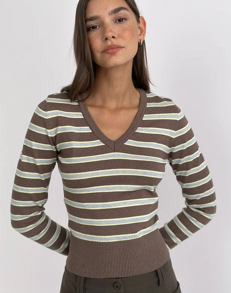 Yasra Jumper in Stripe Knit Brown and Yellow sold by Motel Rocks product image thumbnail 4