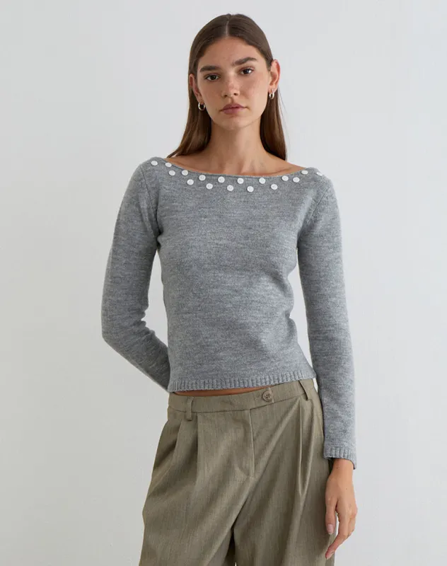 Manahi Jumper in Pearl Knit Grey made by Motel Rocks