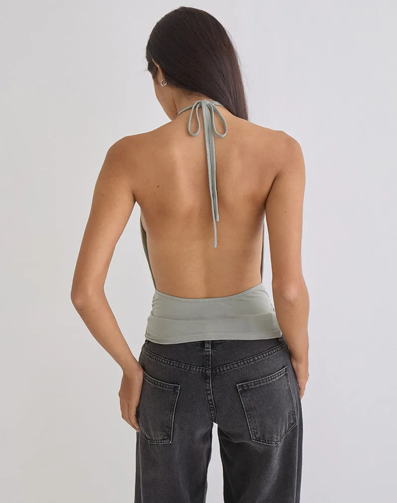Karise Plunge Top in Cupro Light Grey sold by Motel Rocks product image thumbnail 4