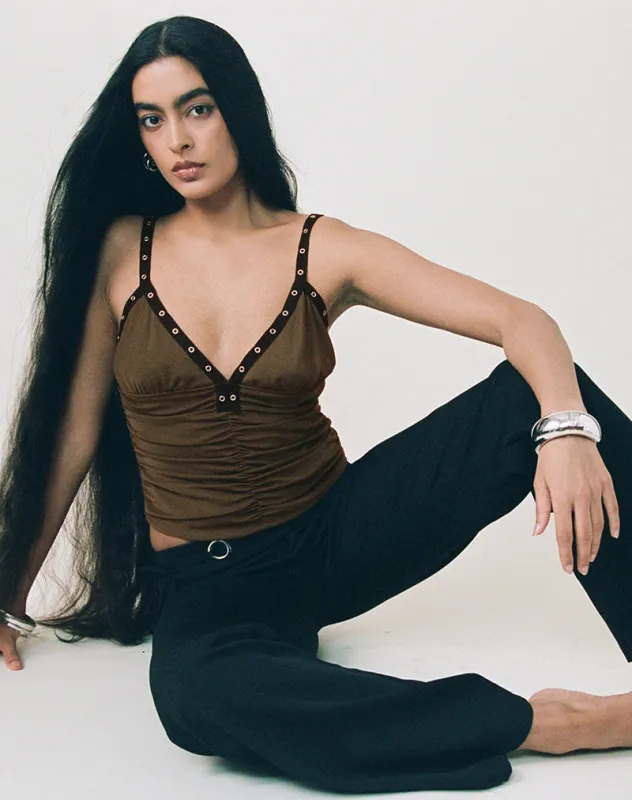 Tolani Cami Top in Heavy Mesh Khaki made by Motel Rocks