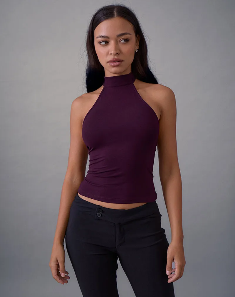 Galile High Neck Top in Jersey Fig sold by Motel Rocks product image thumbnail 3