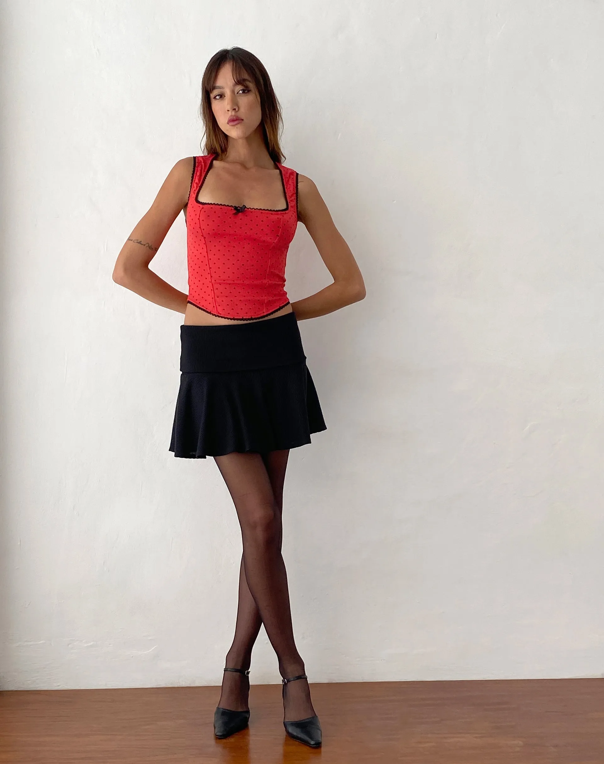 Jinisa Corset Top in Red Polka sold by Motel Rocks product image thumbnail 3