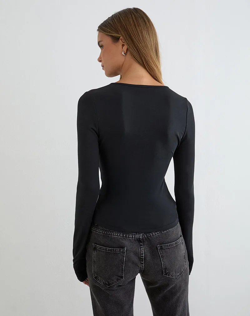 Yubin Keyhole Long Sleeve Top in Cupro Black sold by Motel Rocks product image thumbnail 4