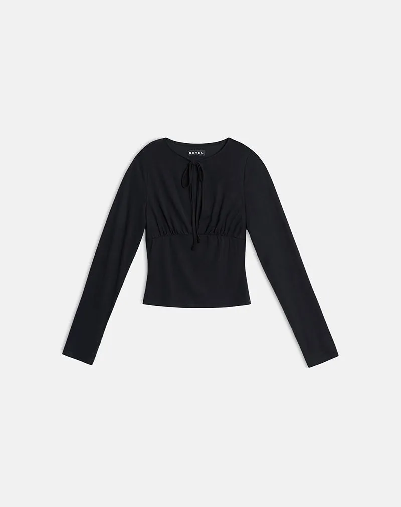Yubin Keyhole Long Sleeve Top in Cupro Black sold by Motel Rocks product image thumbnail 3