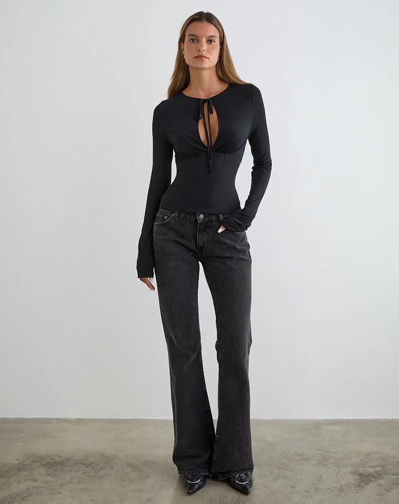 Yubin Keyhole Long Sleeve Top in Cupro Black sold by Motel Rocks product image thumbnail 2