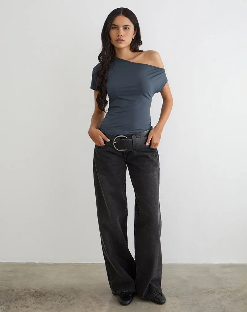Danama One Shoulder Top in Jersey Ocean Storm sold by Motel Rocks product image thumbnail 3