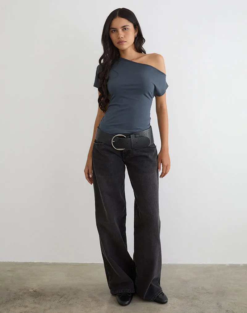 Danama One Shoulder Top in Jersey Ocean Storm sold by Motel Rocks product image thumbnail 2