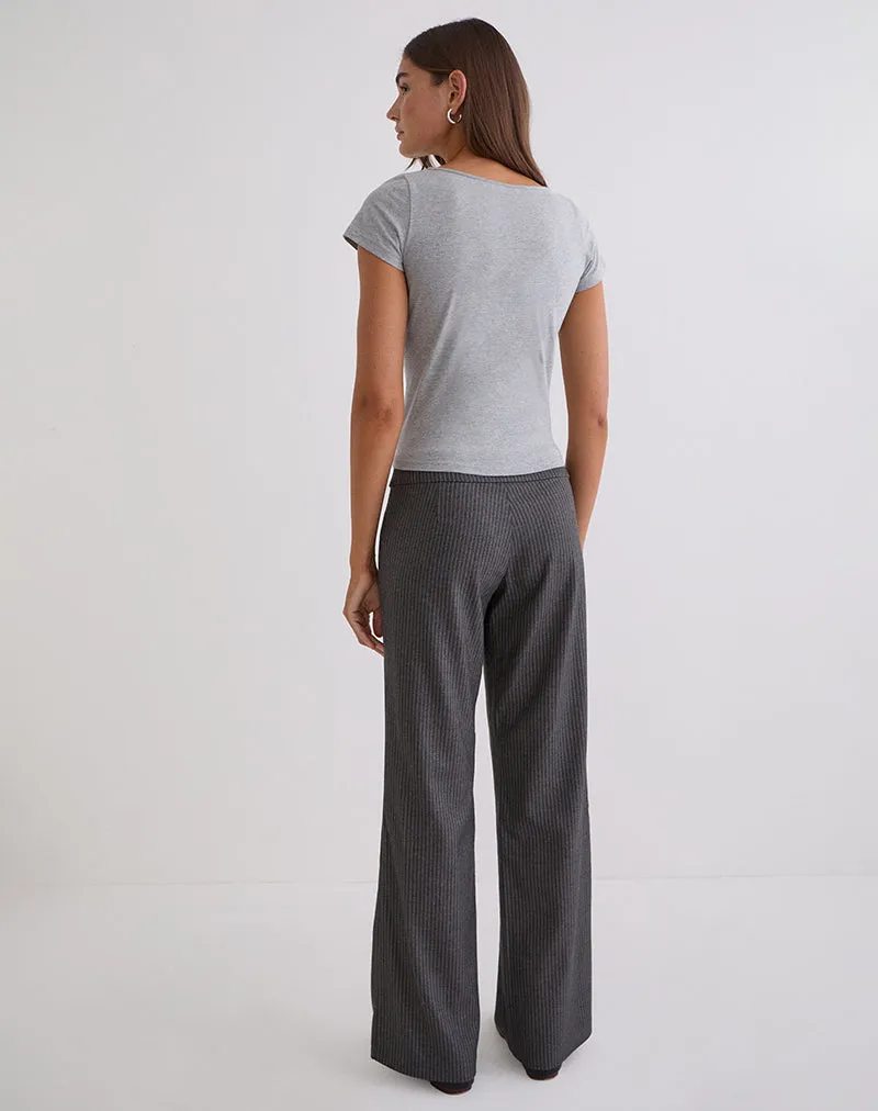 Tova Tie Tailoring Trousers in Pinstripe Grey sold by Motel Rocks product image thumbnail 4