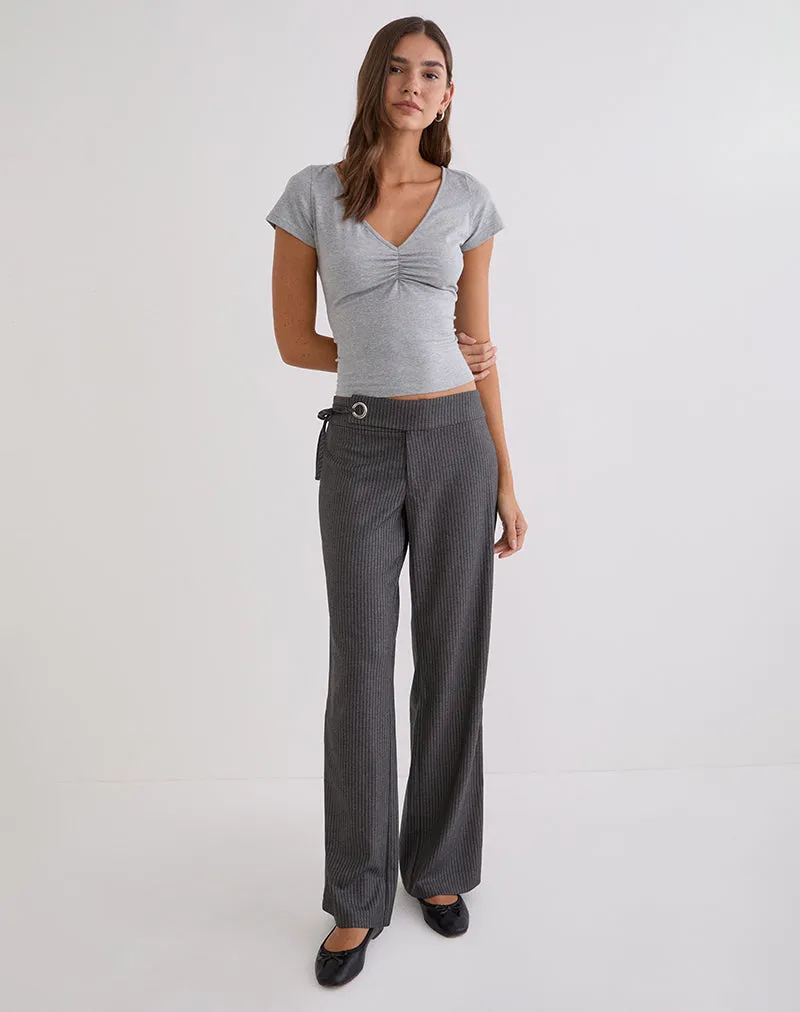 Tova Tie Tailoring Trousers in Pinstripe Grey sold by Motel Rocks product image thumbnail 2
