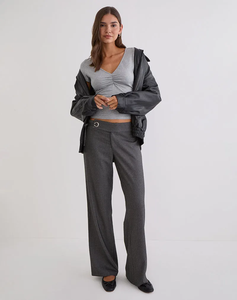 Tova Tie Tailoring Trousers in Pinstripe Grey sold by Motel Rocks product image thumbnail 3