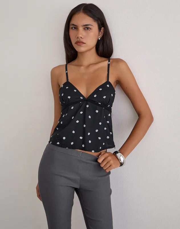 Bluesa Cami Top in Ditsy Rose Black made by Motel Rocks