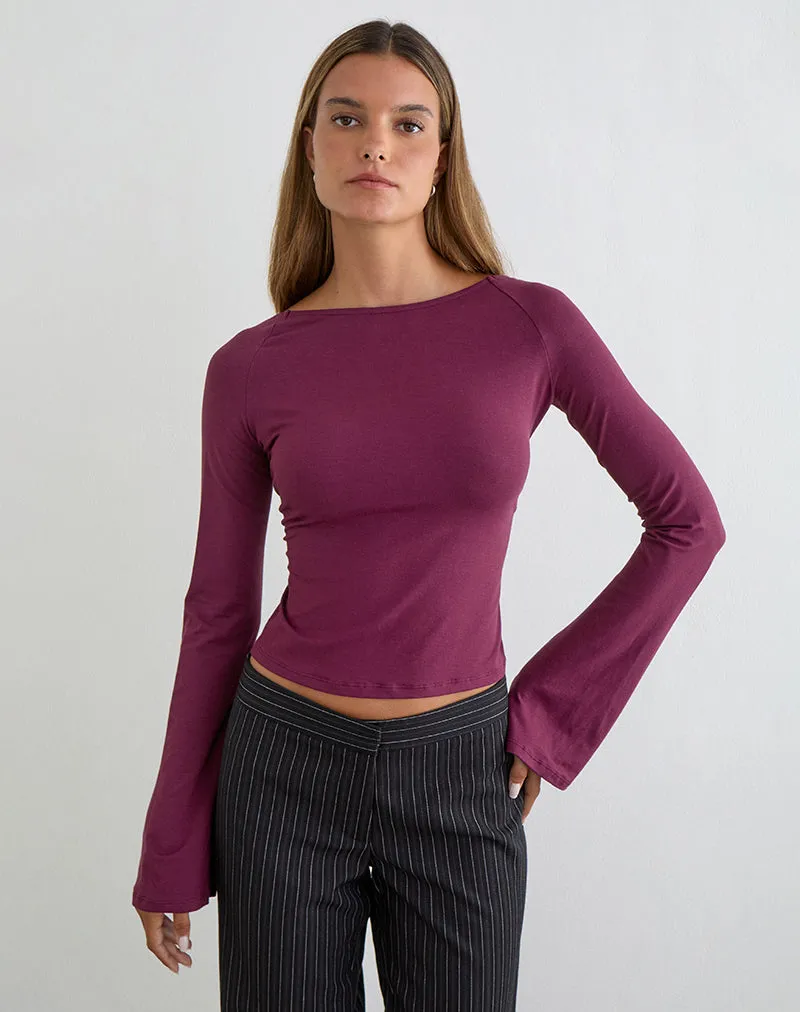 Muzan Long Sleeve Top in Ribbed Jersey Deep Purple sold by Motel Rocks product image thumbnail 4