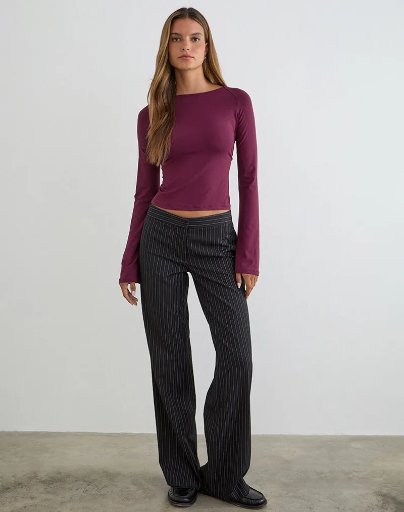 Muzan Long Sleeve Top in Ribbed Jersey Deep Purple sold by Motel Rocks product image thumbnail 3