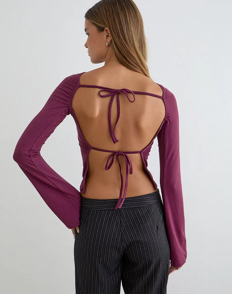 Muzan Long Sleeve Top in Ribbed Jersey Deep Purple sold by Motel Rocks product image thumbnail 2