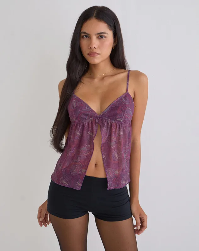 Nukara Butterfly Top in Regal Paisley Purple sold by Motel Rocks