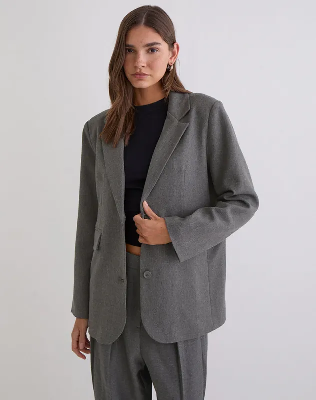 Maiwa Textured Tailoring Blazer in Charcoal made by Motel Rocks