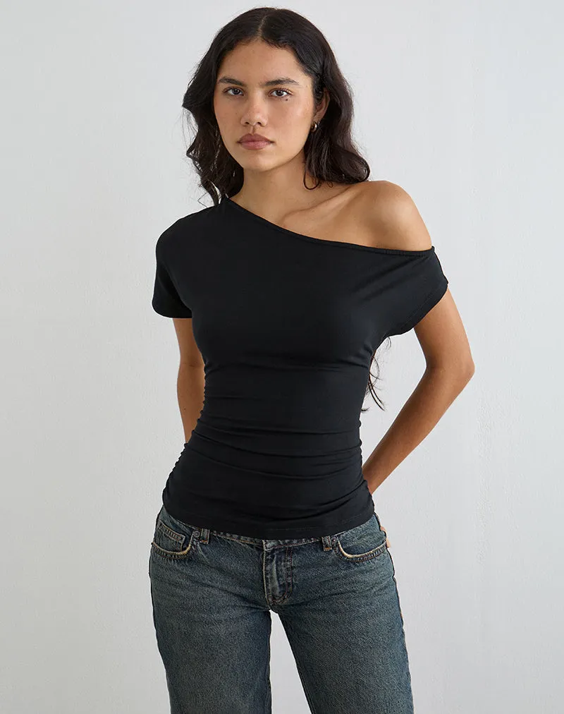 Danama One Shoulder Top in Jersey Black sold by Motel Rocks product image thumbnail 5