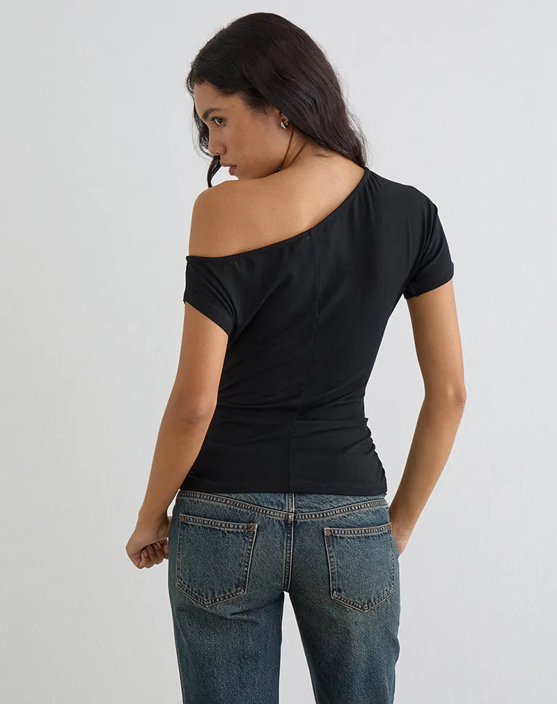 Danama One Shoulder Top in Jersey Black sold by Motel Rocks product image thumbnail 4