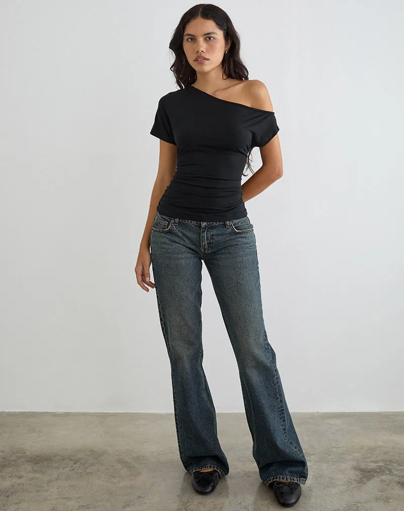 Danama One Shoulder Top in Jersey Black sold by Motel Rocks product image thumbnail 3