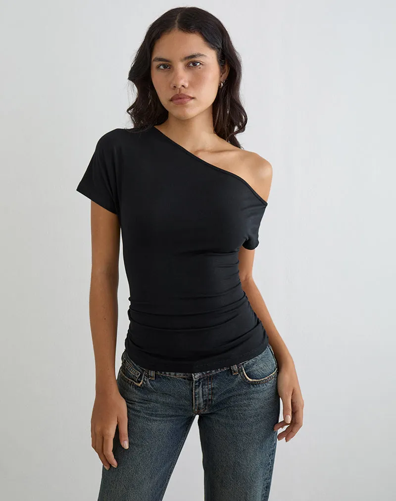 Danama One Shoulder Top in Jersey Black sold by Motel Rocks product image thumbnail 2