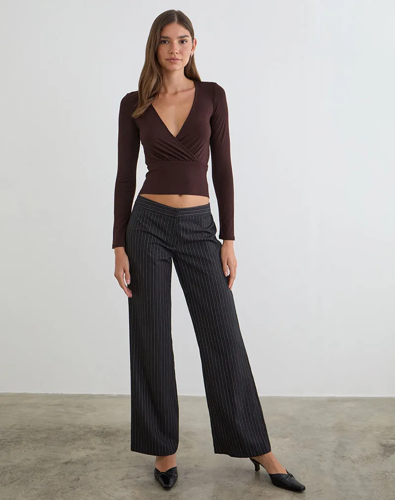 Sheon Long Sleeve Top in Rayon Jersey Bitter Chocolate sold by Motel Rocks product image thumbnail 3