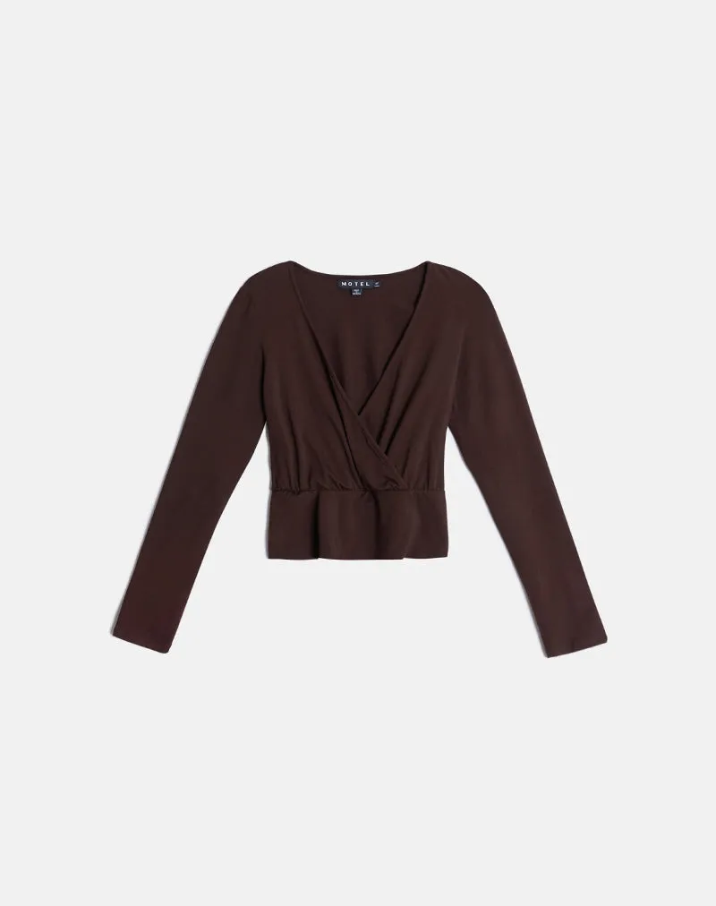 Sheon Long Sleeve Top in Rayon Jersey Bitter Chocolate sold by Motel Rocks product image thumbnail 4