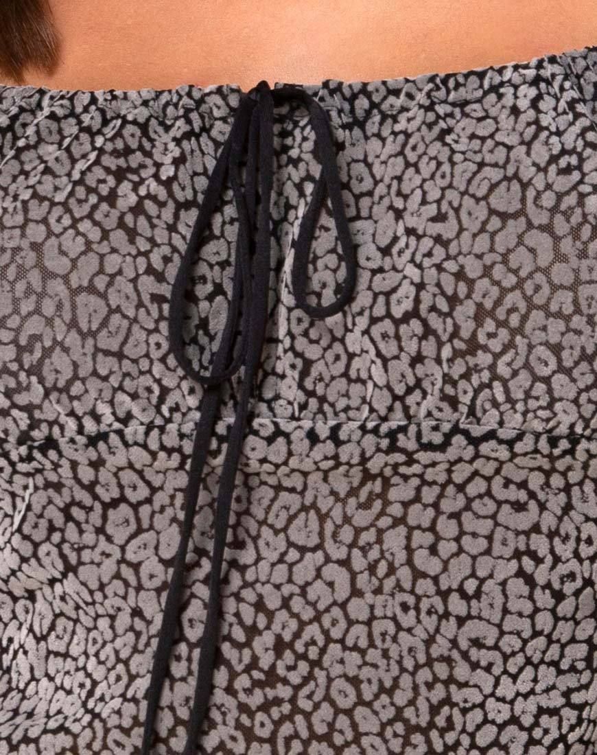 Janina Top in Ditsy Leopard Grey Flock sold by Motel Rocks product image thumbnail 5