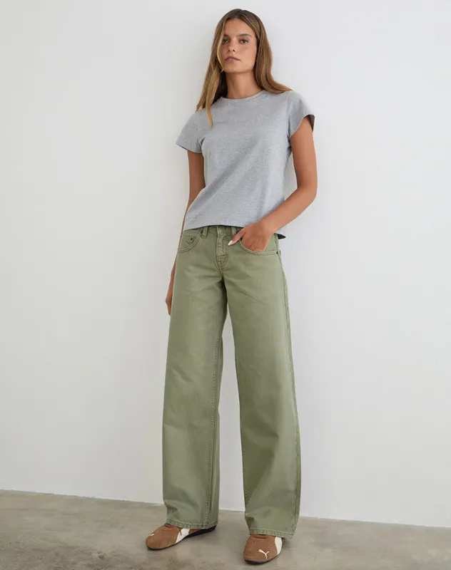 Low Rise Parallel Jeans in Fern Green sold by Motel Rocks
