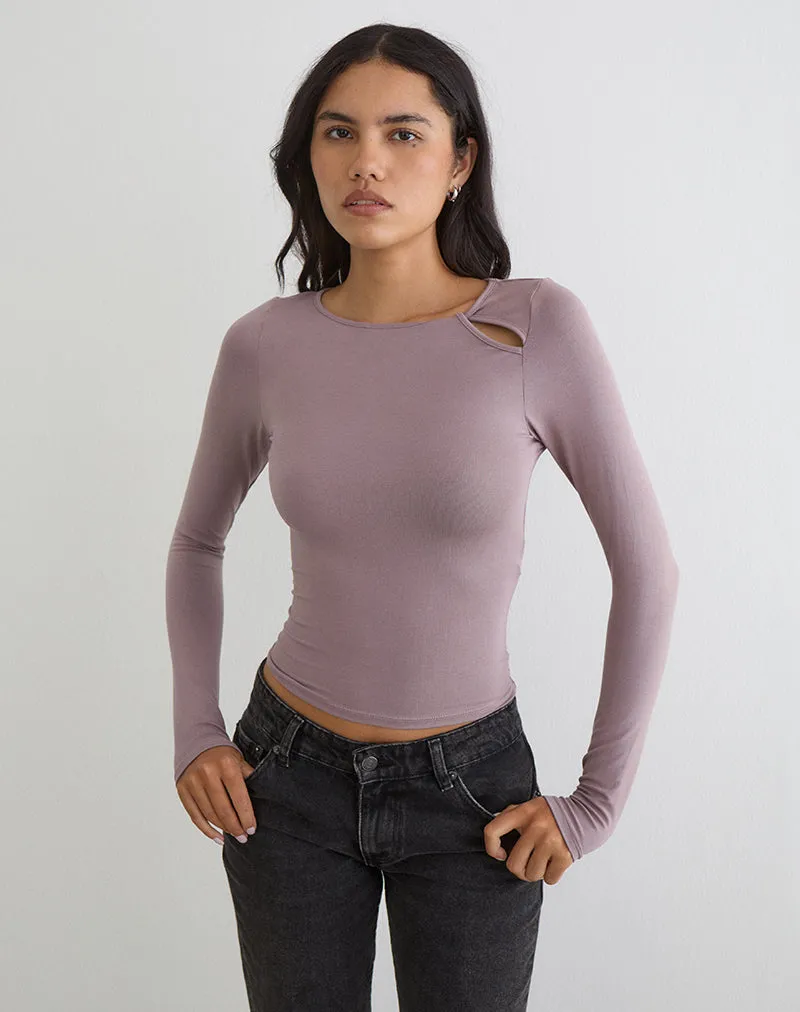Kalais Long Sleeve Twisted Top in Dusty Mauve sold by Motel Rocks product image thumbnail 5