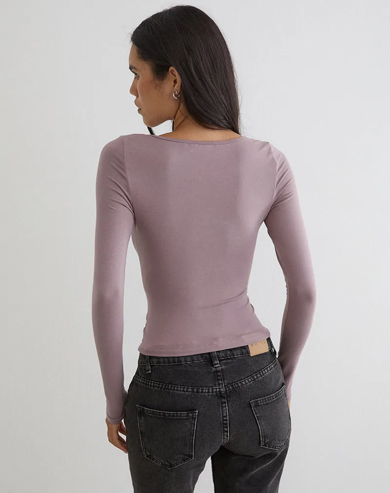 Kalais Long Sleeve Twisted Top in Dusty Mauve sold by Motel Rocks product image thumbnail 3