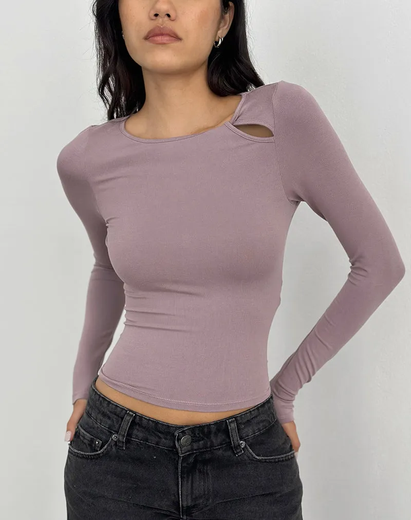 Kalais Long Sleeve Twisted Top in Dusty Mauve sold by Motel Rocks product image thumbnail 2