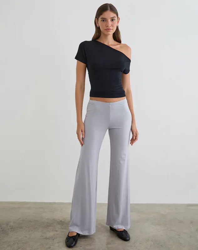 Baku Wide Leg Trouser in Rayon Jersey Lilac Grey made by Motel Rocks