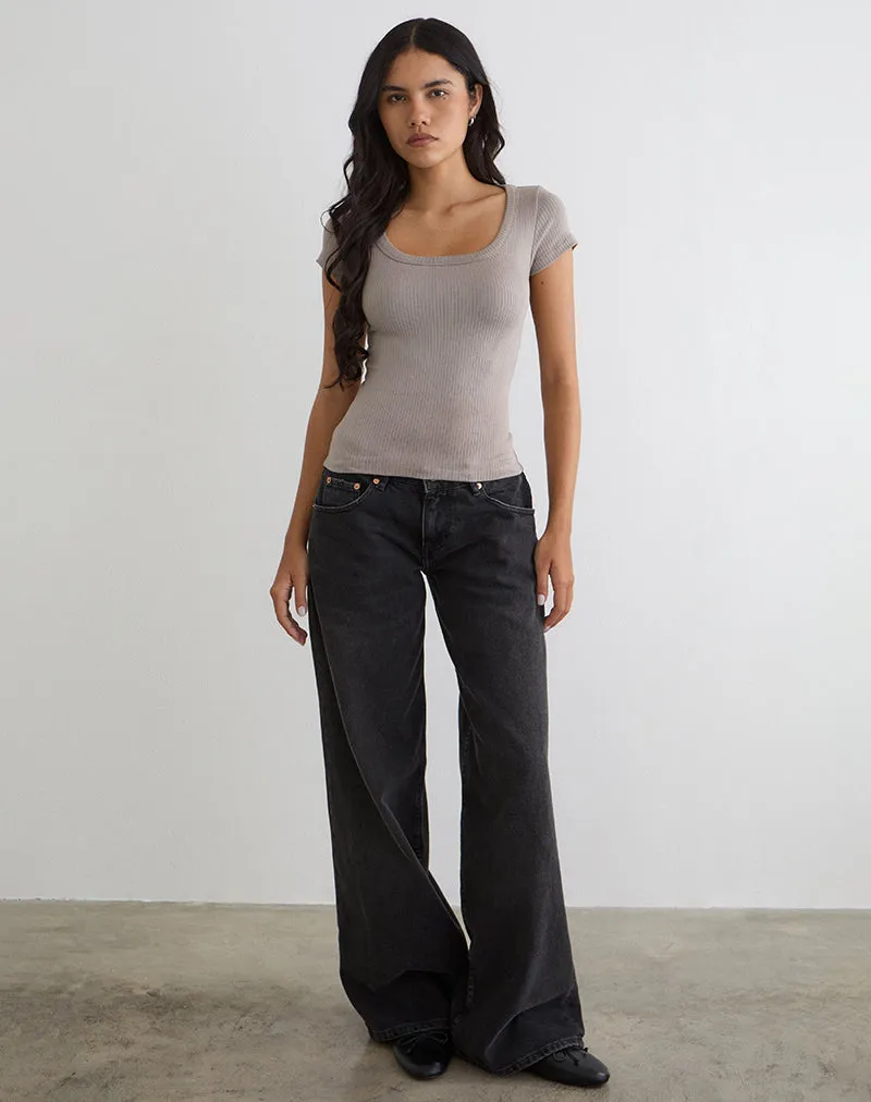 Sumala Tee in Thick Rib Moon Rock sold by Motel Rocks