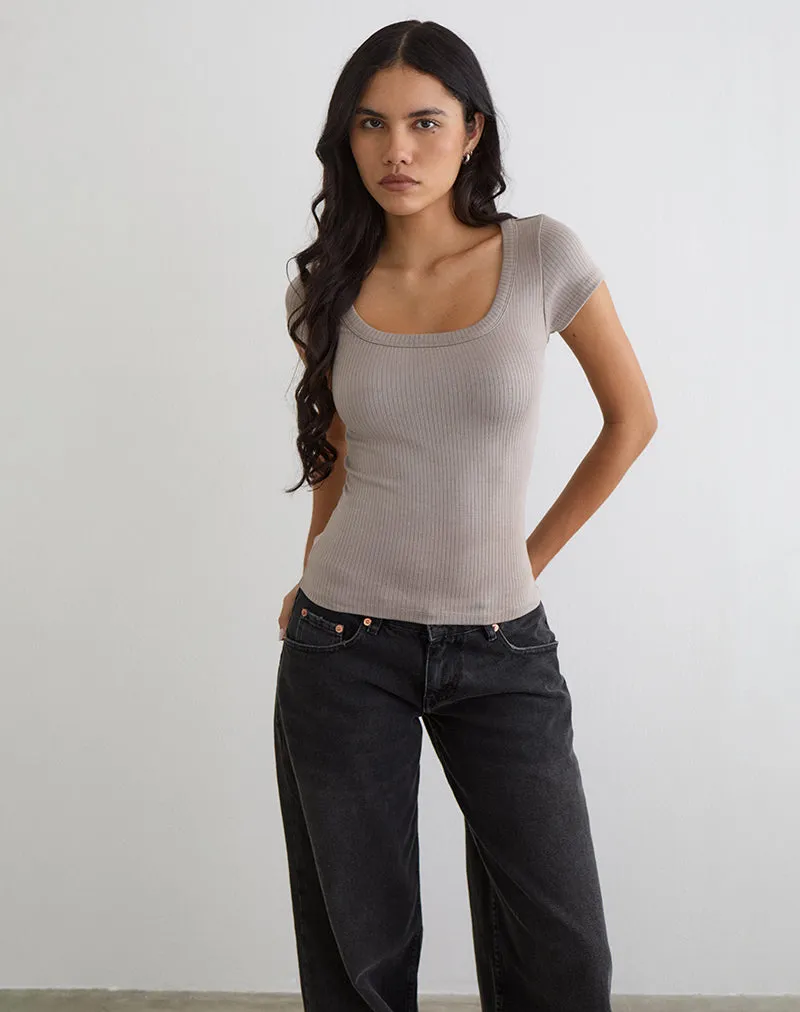 Sumala Tee in Thick Rib Moon Rock sold by Motel Rocks product image thumbnail 3